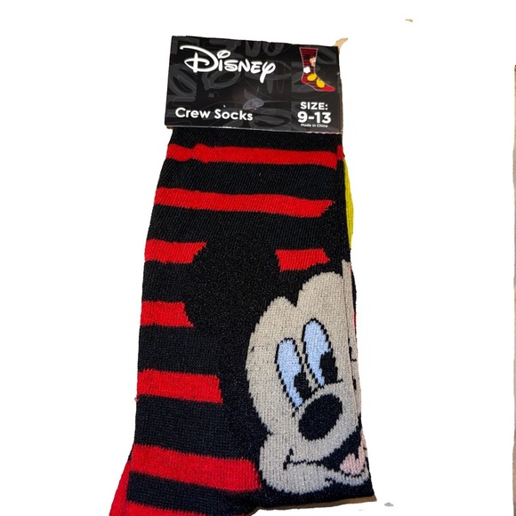 Disney Accessories - Disney Red and Black Mickey Mouse Crew Socks. NEW. Sz 9-13 Official Merchandise